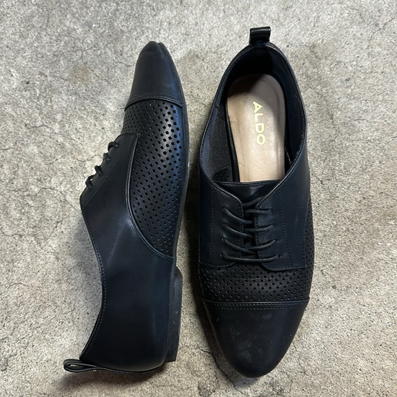 ALDO Olaya Shoes Loafers Black Leather Size 7.5 PreOwned - Picture 2 of 7